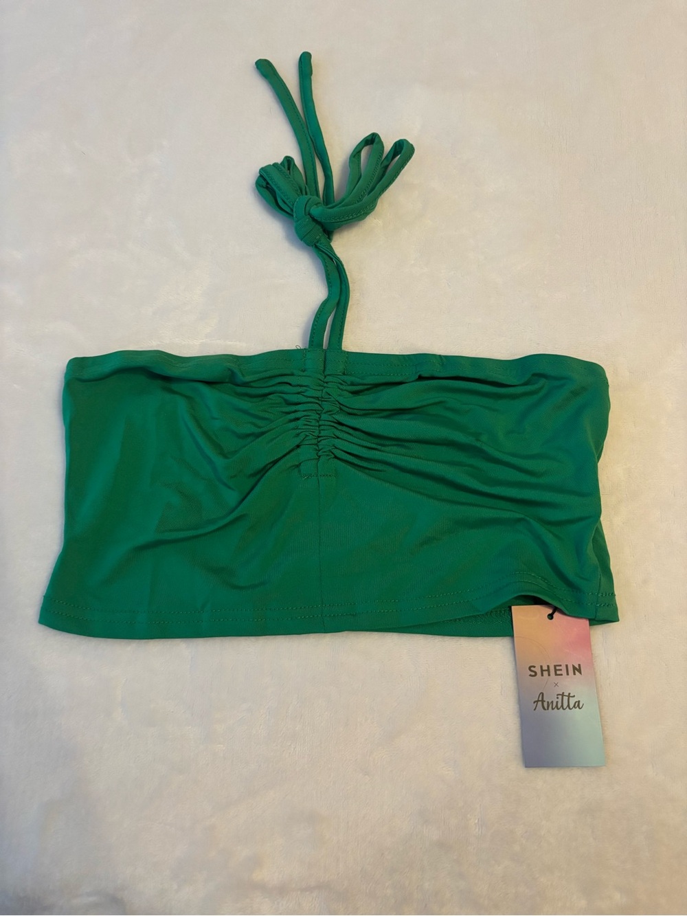 SHEIN Emerald Ruched Halter Bandeau Camisole